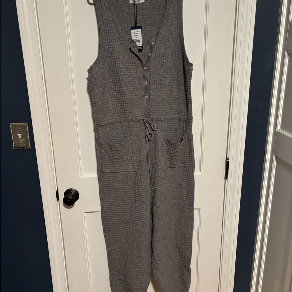 Smash + Tess Gray V-Neck Jumpsuit with Belt